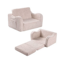 Load image into Gallery viewer, Kids Extra Wide Chairs for Toddler, 2-in-1 Toddler Soft Sherpa Couch Fold Out, Convertible Sofa to Lounger for Girls and Boys