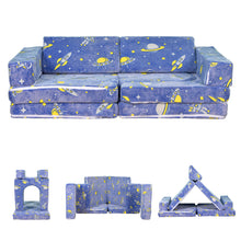 Load image into Gallery viewer, 8 pcs Modular Kids Play Couch,Toddler Couch Sofa, Space Blue HLD081