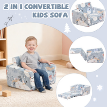 Load image into Gallery viewer, Toddler Chair – Convertible Glowing Snowman Flip-Out Kids Sofa | Kids Couch with Blanket – Soft Filled, Ideal for Playroom & Bedroom (Snowman)