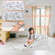 Load image into Gallery viewer, 2-in-1 Toddler Sofa Bed - Fairy Tale Coloring Kids Couch for Playroom, Convertible Sofa to Lounger Washable Cover