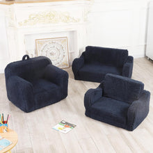 Load image into Gallery viewer, Kids Extra Wide Chairs for Toddler, 2-in-1 Toddler Soft Sherpa Couch Fold Out, Convertible Sofa to Lounger for Girls and Boys
