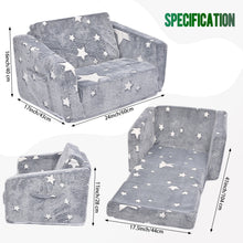 Load image into Gallery viewer, Kid-Friendly Foldable Sofa-Glow in The Dark Toddler Chairs Children's 2 in 1 Convertible Sofa to Lounger
