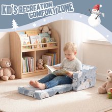 Load image into Gallery viewer, Toddler Chair – Convertible Glowing Snowman Flip-Out Kids Sofa | Kids Couch with Blanket – Soft Filled, Ideal for Playroom &amp; Bedroom (Snowman)
