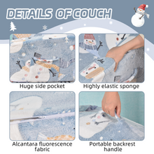 Load image into Gallery viewer, Toddler Chair – Convertible Glowing Snowman Flip-Out Kids Sofa | Kids Couch with Blanket – Soft Filled, Ideal for Playroom &amp; Bedroom (Snowman)
